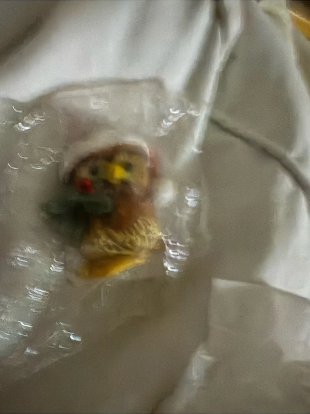 Hallmark Brown and Yellow Plush Bird Ornament with Green Accent